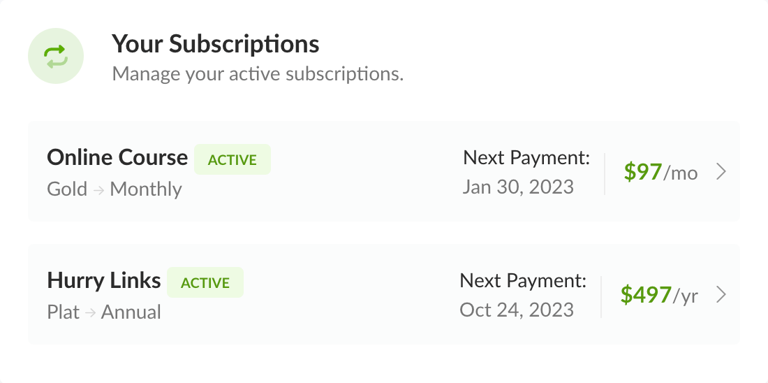 Customer portal upcoming payment date